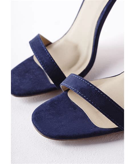 missguided barely  heeled sandals navy faux suede  blue navy lyst