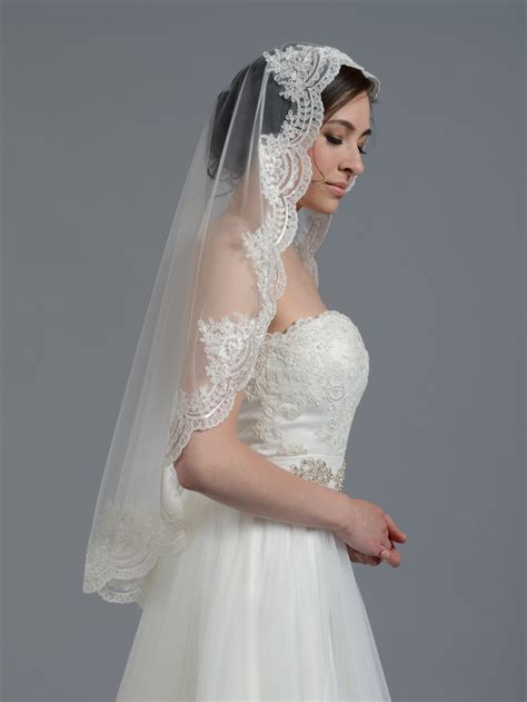 Mantilla Bridal Wedding Veil Elbow Fingertip V030