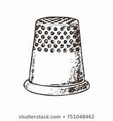 Thimble Sketch Stock Drawing Choose Board Shutterstock Royalty Tattoos Line sketch template