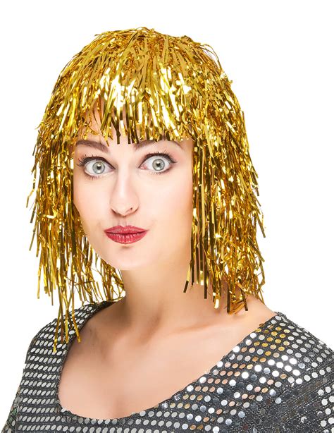 goudkleurige glitterpruik voor volwassenen accessoiresen goedkope carnavalskleding vegaoo