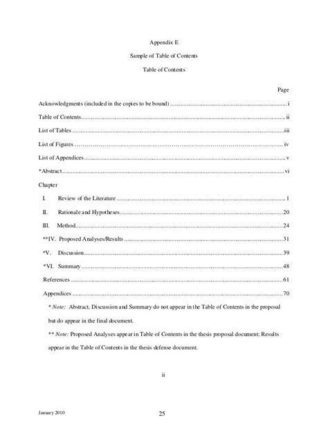 table  contents appendix appendices table  contents