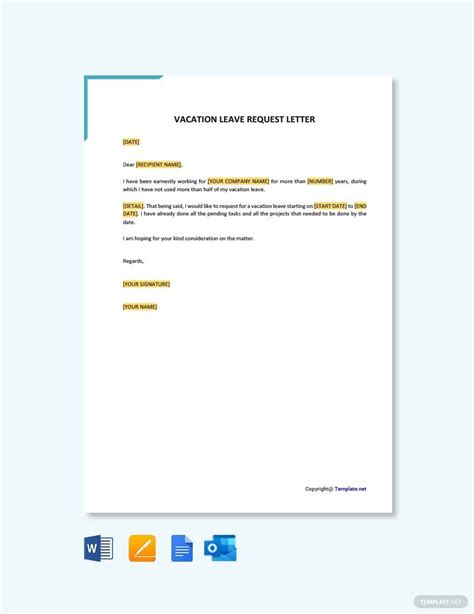 vacation leave letter templates documents design