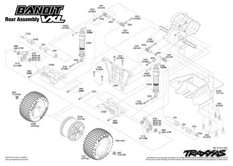 traxxas bandit vxl  rear assembly exploded view traxxas