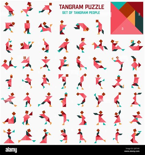 tangram puzzle set  tangram people stock vector image art alamy