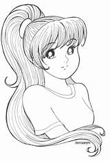 Coloring Anime Girl Drawings Deviantart Manga Sketch Template sketch template