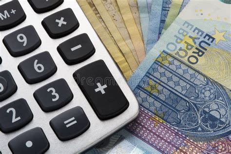 close    calculator  euro money stock photo image  banknote accounting