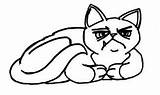 Cat Grumpy Coloring Designlooter Cats Dogs Small 89kb 193px Drawings sketch template