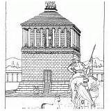 Coloring Babylon Hanging Gardens Mausoleum Halicarnassus sketch template