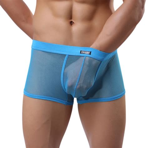 hot sexy men s sheer underwear boxer briefs soft shorts bulge pouch