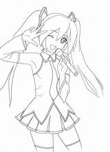 Miku Vocaloid Hatsune sketch template