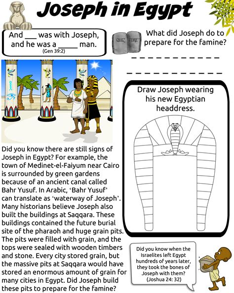 joseph  egypt worksheet  coloring page bible lessons  kids