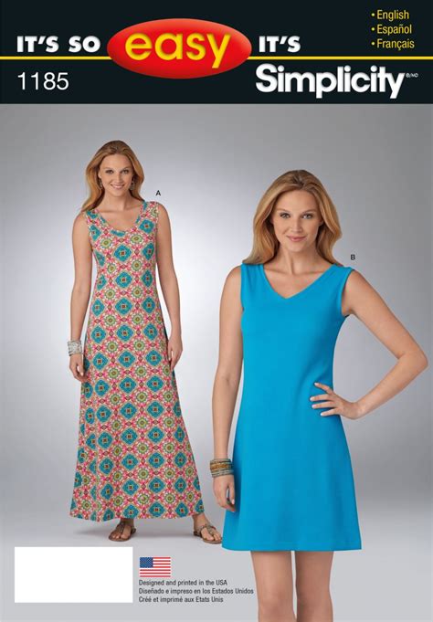 easy sewing patterns  beginners simplicity    easy dress   lengths