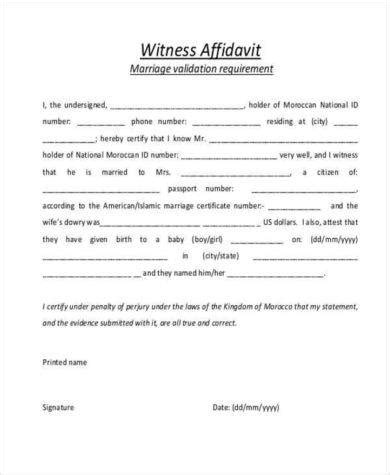 affidavit  marriage  examples format  examples