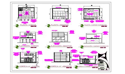 kitchen area  hotel blowup plan  dwg file cadbull