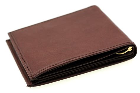 mens leather money clip wallet bifold center flap  ids  bill sections