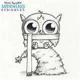 Morning Scribbles Drawings Drawing Christmas Ryniak Chris Coloring Cute Pages Doodle Monster Owl Animal Crazy Patreon Owls Scribble Monsters Wallpapers sketch template