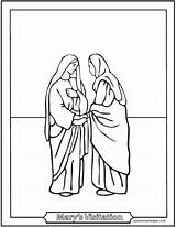 Visitation Elizabeth Mary Coloring Pages Rosary Mysteries Mother Simple Visits Catholic Virgin Joyful St Lady Easy Saint Mystery Saints Second sketch template