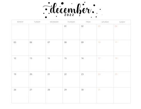 blank december  calendar