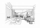 Perspective Sketch Hotel Drawing Restaurant Interior Point Revit Sketches sketch template