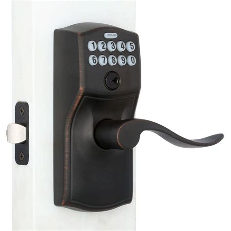 schlage camelot aged bronze accent keypad lever fe cam  acc  home depot