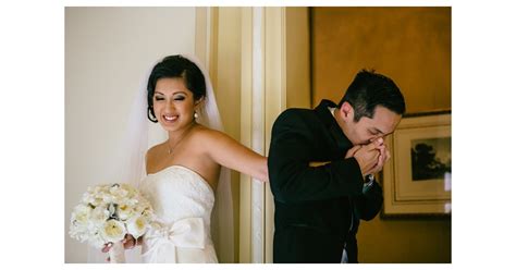 It S All In His Expression First Look Wedding Photos Popsugar Love