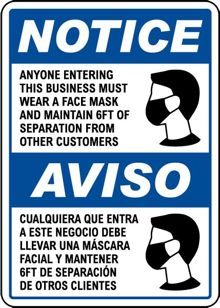 bilingual wear  face mask sign claim   discount