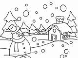 Winter Drawing Kids Season Easy Sketch Coloring Children Pages Scene Christmas Landscape Animals Drawings Pencil Nature Color Draw Simple Printable sketch template