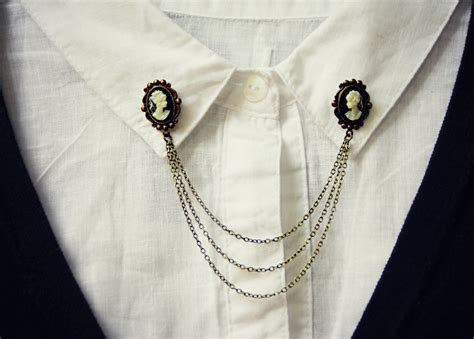 cameo collar pins collar chain collar brooch lapel pin