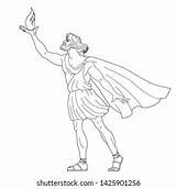 Prometheus Fire Greek Ancient Hero Drawn Shutterstock sketch template