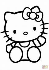 Kitty Hello Coloring Pages Cartoon Sitting Printable Print Color Getcolorings sketch template