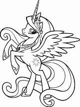 Coloring Princess Pony Little Celestia Rearing sketch template