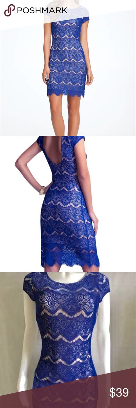 Bebe Lace Dress In Royal Blue This Stretch Lace Midi Dress With Open