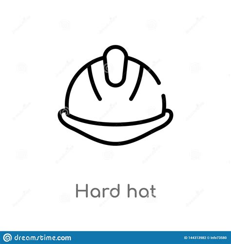 outline hard hat vector icon isolated black simple  element