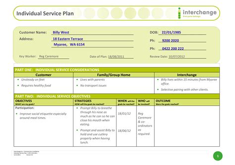 individual service plan templates  allbusinesstemplatescom