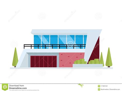 modern luxury contemporary house building illustration stock vector illustration