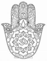 Coloring Mandala Hamsa Mandalas Hand Tablero Seleccionar Pages Para Adult Om sketch template