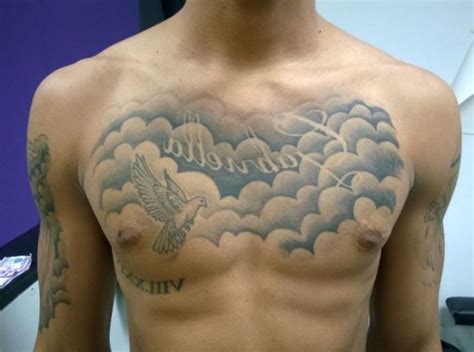 Chest Tattoos For Men Angel Wings And Clouds Scribb Love Tattoo Design