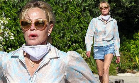 Melanie Griffith 62 Shows Off Her Trim Pins As She Struts Around In A
