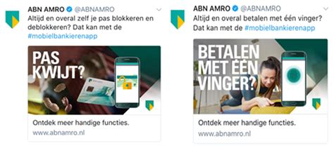 welke twitter advertentie van abn amro  effectiever frankwatching