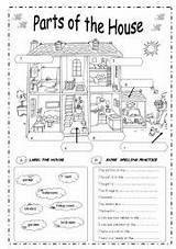 House Parts Worksheet Worksheets Spanish Activities Exercises English Vocabulary Elementary Rooms Worksheeto Esl Partes Casa Via Level Label Class Writing sketch template