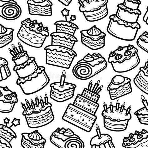 cake pattern background set collection icon cake stock vector illustration  cake party