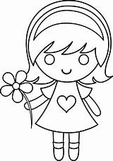 Coloring Pages Girl Drawing Easy Drawings Cartoon Choose Board Kids Colorable Line sketch template