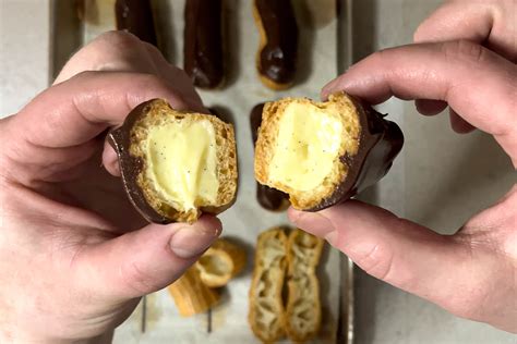 homemade eclairs  pastry cream ganache bigger bolder baking