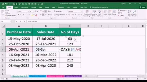 days function   excel youtube