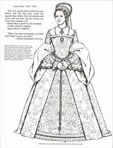 Elizabeth Mary Coloring Queens England Kings Color Pages Colouring Tudor Fashion Historical Elizabethan Queen Book Clothing Dress Renaissance Adult Choose sketch template