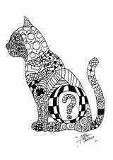 Coloring Zentangle Pages Cat Adults Adult Kids Color Print Animal Printable Detailed Kittens Discover Style Butterflies Pattern Book Children Rachel sketch template