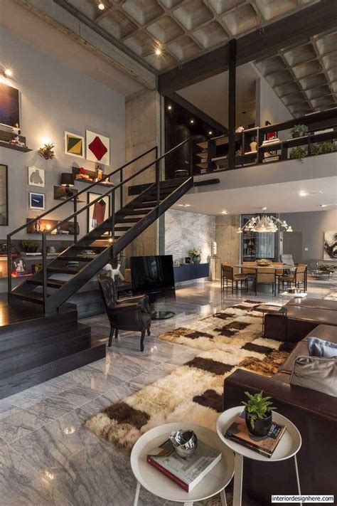 luxury industrial loft industrial style living room house interior house design