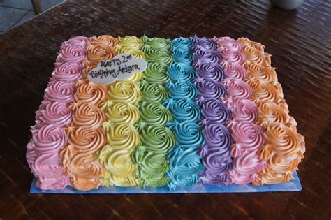 birthday sheet cake covered  rainbow rosettes sheet cakes