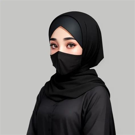 generator seni ai dari teks naked female only wearing black hijab with