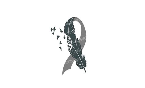Feather Cancer Ribbon Svg